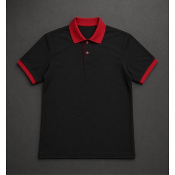 Kırmızı yaka siyah lacoste
