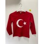 Türk Bayraklı Uzun Kollu Sweat Kırmızı ve Beyaz