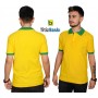 Polo Yaka Tişört Sarı - Yeşil Yakalı