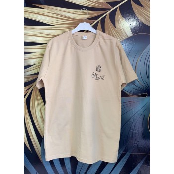 Bej Bisiklet Yaka T-shirt 