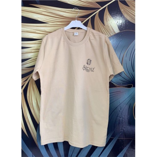 Bej Bisiklet Yaka T-shirt 