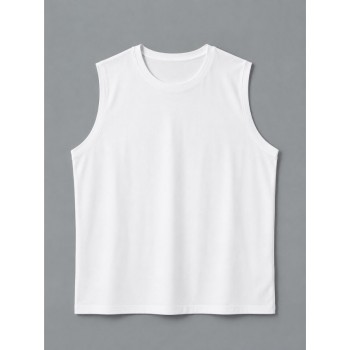 Beyaz Sıfır Yaka Kolsuz  T-shirt 