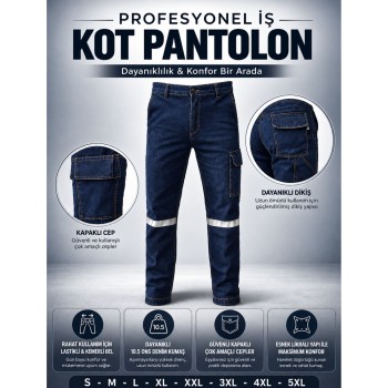 Mavi Kot İş Pantolonu 
