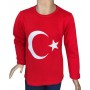 Türk Bayraklı Uzun Kollu Sweat Kırmızı ve Beyaz