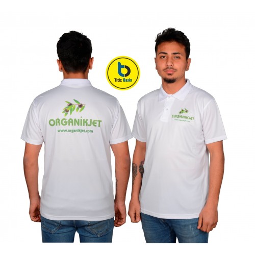 Beyaz Polo Yaka Dri-Fit Shirt Damla Desenli Beyaz Polo Yaka Dri-Fit Shirt Damla Desenli