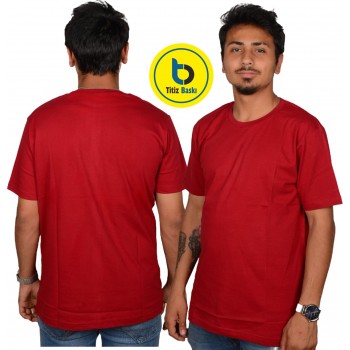 Bordo Bisiklet Yaka T-shirt 