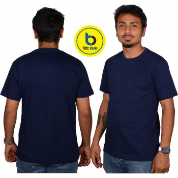 Lacivert Bisiklet Yaka T-shirt 
