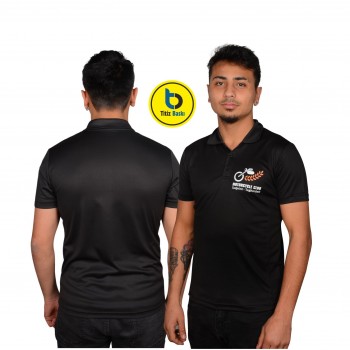 Siyah Polo Yaka Dri-Fit Shirt Damla Desenli 