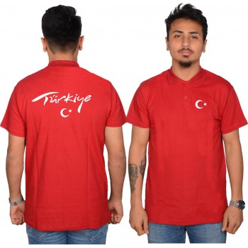 Türk Bayraklı Kırmızı Lacoste Tişört