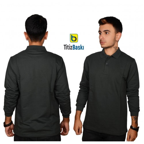 Polo Yaka Uzun Kollu Füme Sweat Polo Yaka Uzun Kollu Füme Sweat