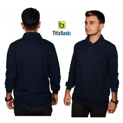 Polo Yaka Uzun Kollu Lacivert Sweat Polo Yaka Uzun Kollu Lacivert Sweat