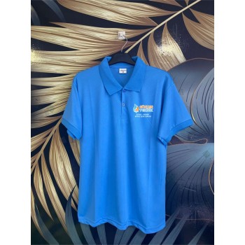 Turkuaz Mavi Polo Yaka Dri-Fit Shirt Damla Desenli 