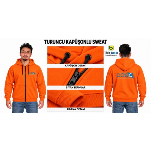 Fermuarlı Kapüşonlu Turuncu Sweat Fermuarlı Kapüşonlu Turuncu Sweat