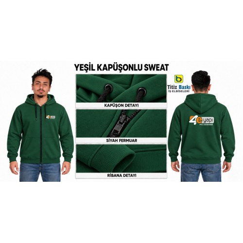 Fermuarlı Kapüşonlu Yeşil Sweat Fermuarlı Kapüşonlu Yeşil Sweat