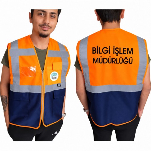 Turuncu Lacivert Parçalı Mühendis Yeleği Turuncu Lacivert Parçalı Mühendis Yeleği