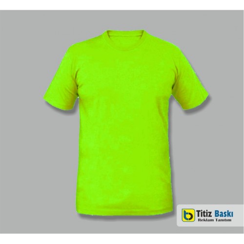 Fıstık Yeşil Bisiklet Yaka T-shirt 