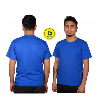 Saks Mavi Bisiklet Yaka T-shirt 