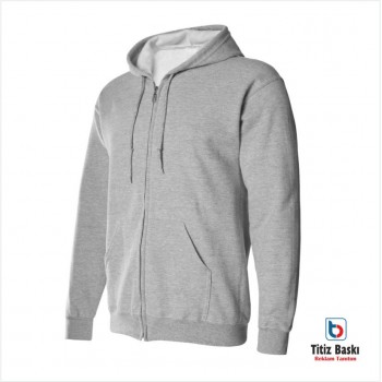 Sweat Polar Kapşonlu Fermuarlı