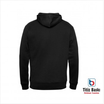 SİYAH Kapşonlu Sweat Kanguru Cepli