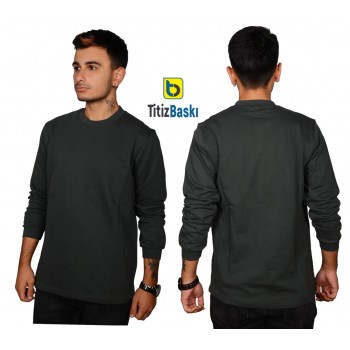 Uzun Kollu Füme Antresit Sweat Sıfır Yaka