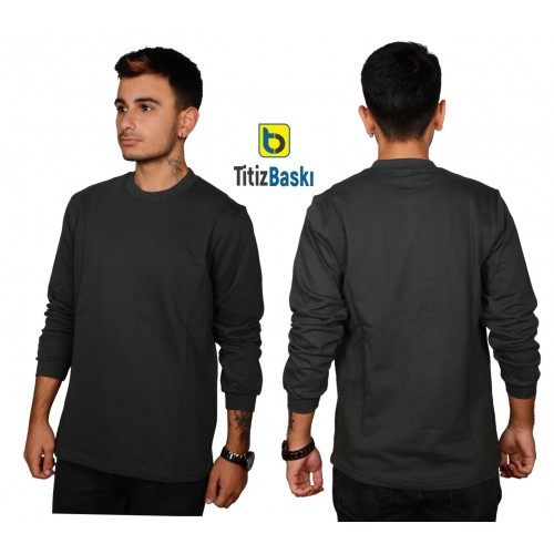 Uzun Kollu Füme Antresit Sweat Sıfır Yaka Uzun Kollu Füme Antresit Sweat Sıfır Yaka