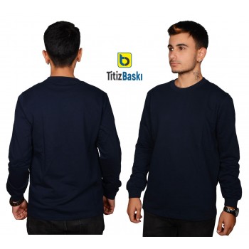 Uzun Kollu Lacivert Sweat Sıfır Yaka