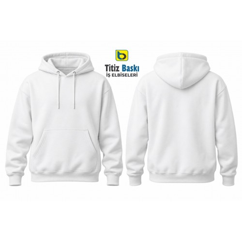Beyaz Kapşonlu Sweat Kanguru Beyaz Kapşonlu Sweat Kanguru