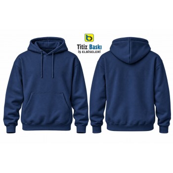 Lacivert Kapşonlu Sweat Kanguru 