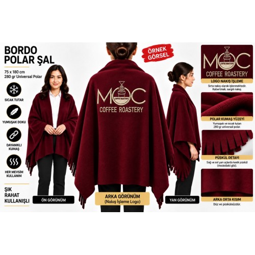 Bordo Polar Şal Bordo Polar Şal