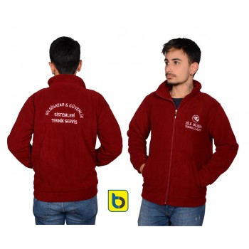 Bordo Düz Erkek Polar Mont