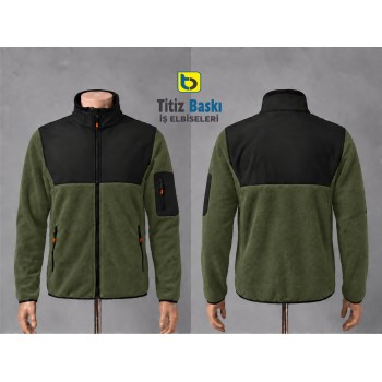 Haki Yeşil Softshell Parçalı Polar Hırka