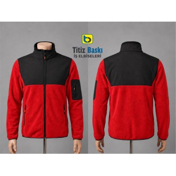 Kırmızı Polar Softshell Parçalı Hırka