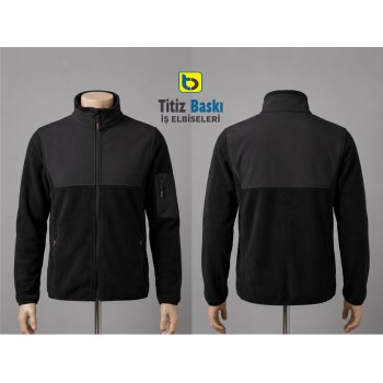 Siyah Polar Softshell Parçalı Hırka