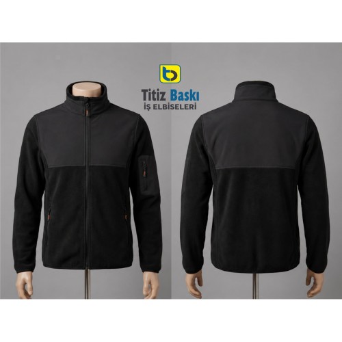 Siyah Polar Softshell Parçalı Hırka Siyah Polar Softshell Parçalı Hırka