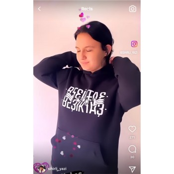 Beşiktaş Kapşonlu Siyah Sweat 