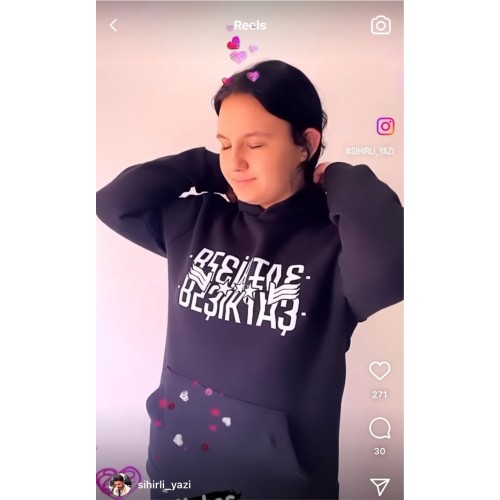 Beşiktaş Kapşonlu Siyah Sweat Beşiktaş Kapşonlu Siyah Sweat