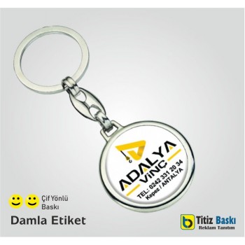 Promosyon Yuvarlak Metal Damla Anahtarlık