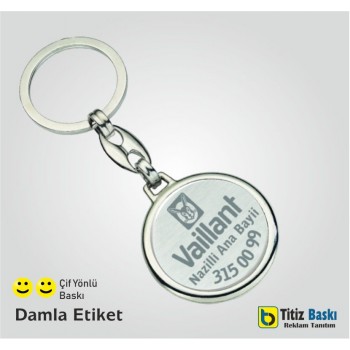 Promosyon Yuvarlak Metal Anahtarlık Lazer