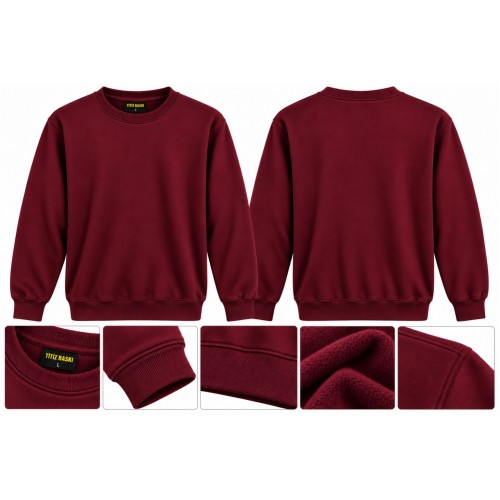 Bordo Sweat Kazak Sıfır Yaka 