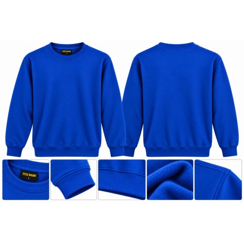 Saks Mavi Sweat Sıfır Yaka 