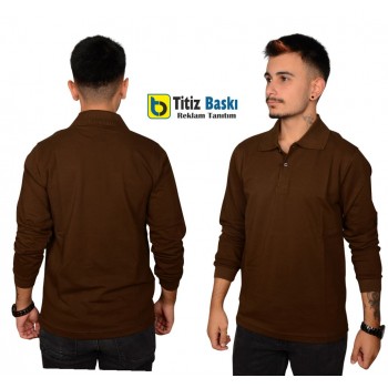 Kahverengi Uzun Kollu Lacoste Tshirt