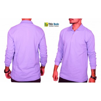 Lila Uzun Kollu Lacoste Tshirt