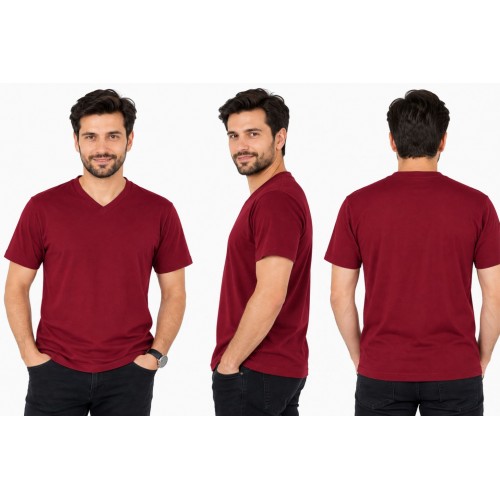 Bordo V Yaka Tişört Bordo V Yaka Tişört