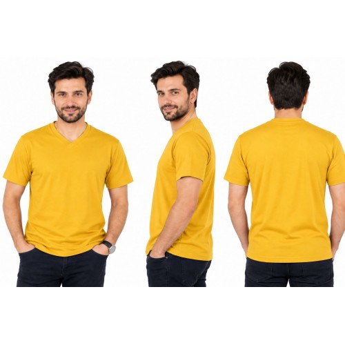 Sarı V Yaka Tişört Sarı V Yaka Tişört
