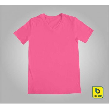 Pembe V Yaka Tişört