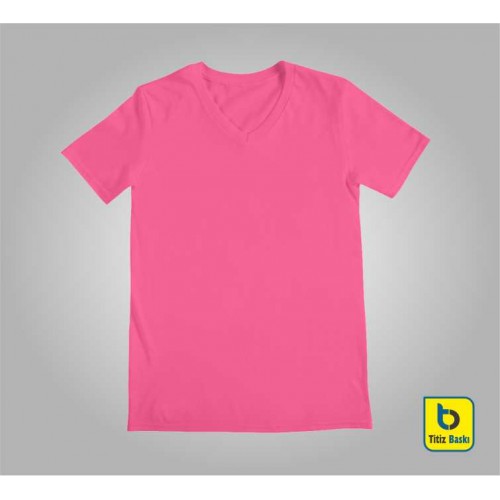 Pembe V Yaka Tişört Pembe V Yaka Tişört